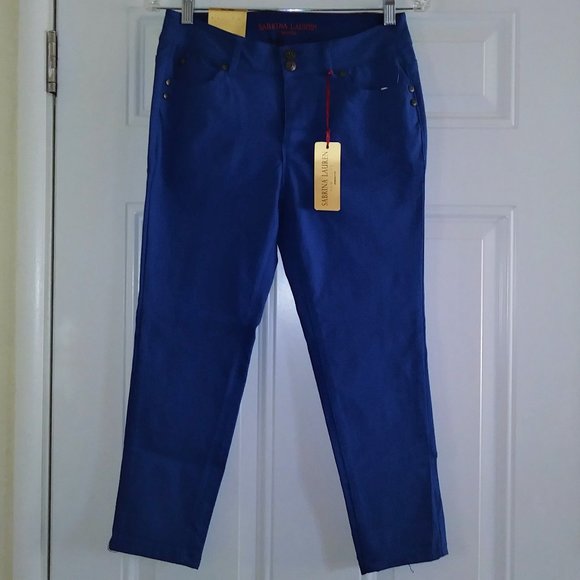 SABRINA LAUREN Ankle Stretch Pant Color Blue Size p10 - Picture 5 of 13